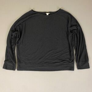 A New Day Blouse‎ Top Women's Size Large Black Ribbed Knit Pullover Long Sleeve